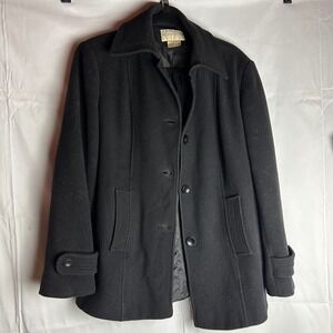 Worthington Black Wool Blend Pea Coat Jacket Heritage Collar Button‎